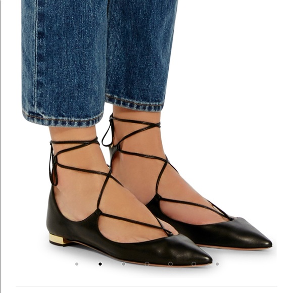 Aquazzura Shoes Aquazzura Christy Lace Up Flats Poshmark
